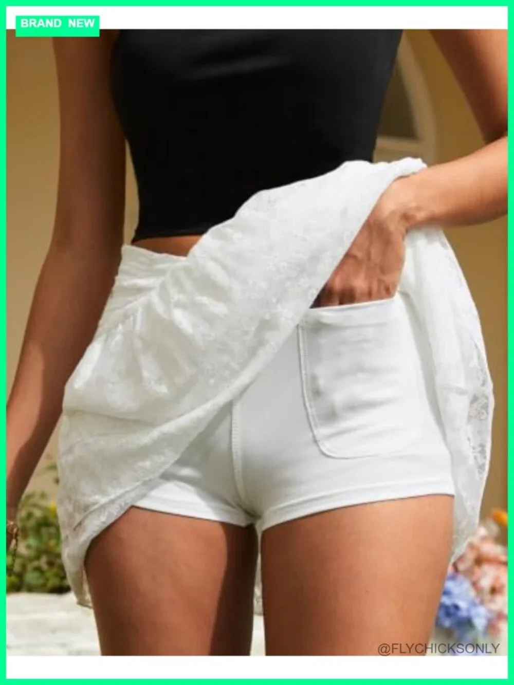 Lace Ruffle Y2K Mini Skort with Built-In Pocket Shorts Ruched Waist A-Line